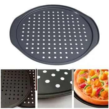 

OOTDTY Nonstick Baking Pizza Pan with Holes Carbon Steel Kitchen Cooking Tools Pancake Bakeware Accessories