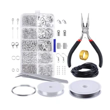 Jewelry Making Starter Kit Lobster Clasp Open Jump Rings Earring Hook  DIY Beads Handmade Bracelet Necklace Findings Plier Tools