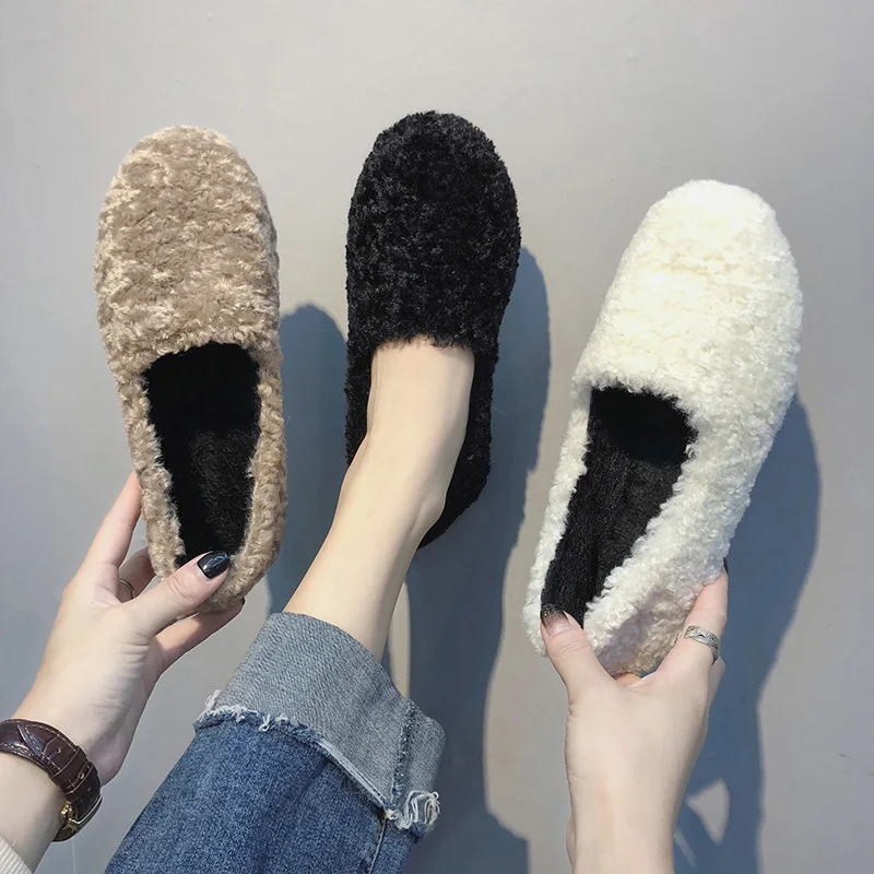 

Autumn Shoes Woman 2019 Casual Female Sneakers Shallow Mouth Round Toe Dress Flats Women Modis Loafers Fur Women's Moccasins