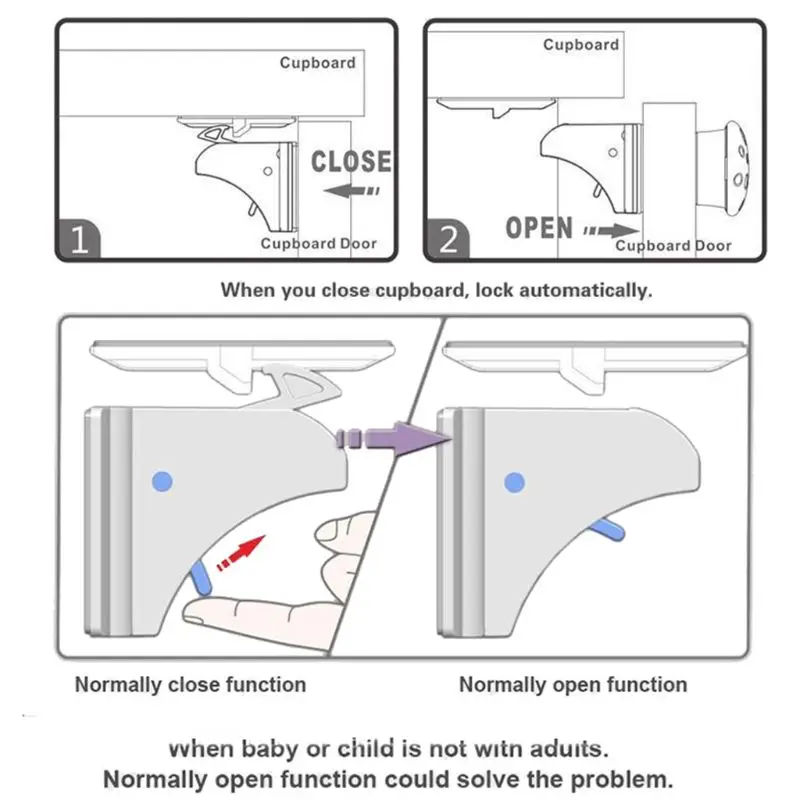Magnetic Safety Invisible Cupboard Lock Baby Child Pet Drawer 4 Locks+ 1 Key T8WE