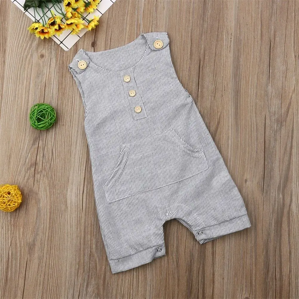 Newborn Baby Boy Girl Outfit Clothes Romper Tops Jumpsuit Shorts Pants One-Piece sleeveness rompers O Neck Striped Jumpsuit