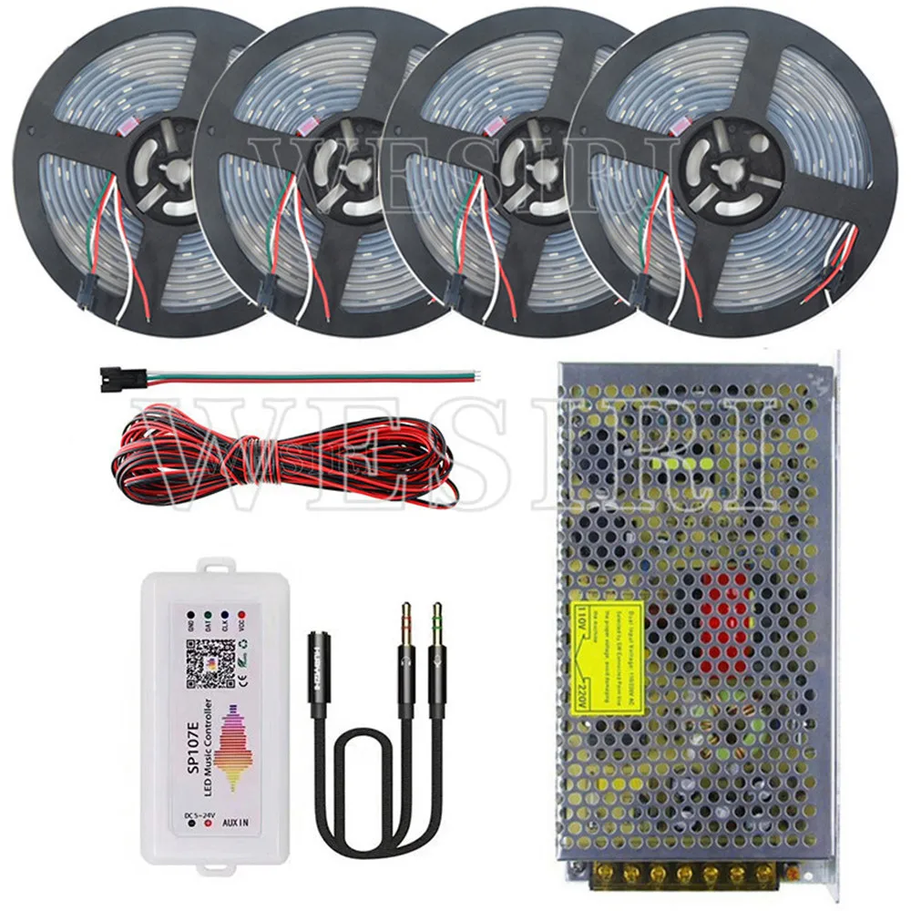 DC12V 5 м/10 м/15 м/20m25m/30 м 150 светодиодный s WS2811 адресуемый светодиодный пиксель водонепроницаемая полоса+ SP107E приложение музыкальный контроллер+ комплект питания