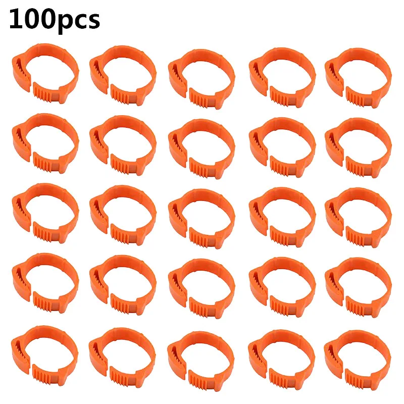 Orange 100 шт куриная нога кольцо Регулируемый размер ноги птицы цифровой ярлык Пряжки Кольцо для курицы утка голубь птицы фермы поставки - Цвет: Orange