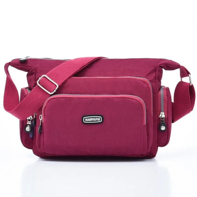 Women Waterproof Nylon Crossbody Bags Travel School Message Bag For Female Ladies Solid Zipper Pack Tote Shoulder Bag Handbag