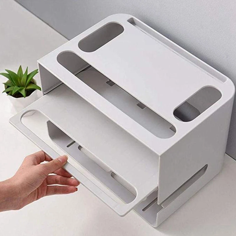 

Hot Sale Double Layers Drawer Type Wifi Router Storage Box Wire Board Storage Protection Shell Cable Organization Bin