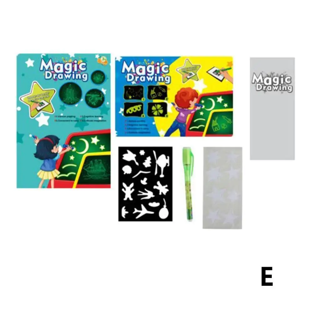 A5 Blue A4 A3 A5 Reusable Magic Book Board Tablet Set Kids Drawing Toys Draw with Light In Dark Children Fun Developing Supplies - Цвет: A5 Blue