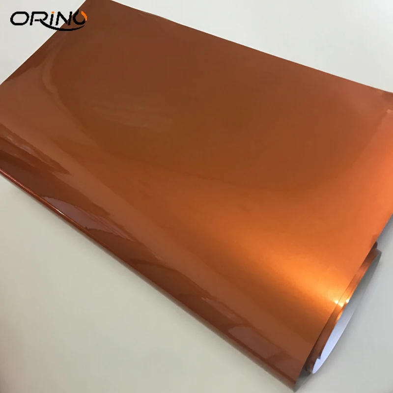 Orange Gloss Metallic Vinyl Film Wrap-2