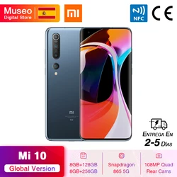 Глобальная версия смартфона Xiaomi Mi 10 8 ГБ 128 ГБ/256 ГБ 5G 108MP Quad Cams Snapdragon 865 6,67 ''AMOLED экран аккумулятор 4780 мАч