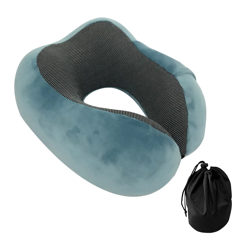 Подушка для шеи с эффектом памяти, u-образная мягкая подушка для путешествий, шейный защита головы, постельные принадлежности для самолета, автомобиля, дома - Цвет: Light Blue 2 Sets