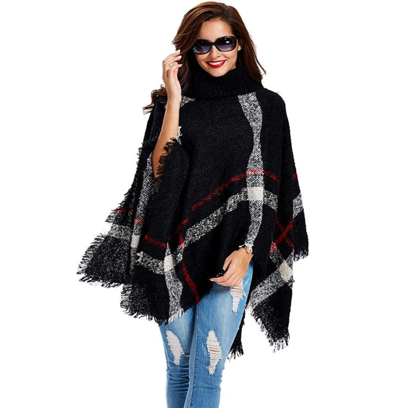 plaid poncho cardigan