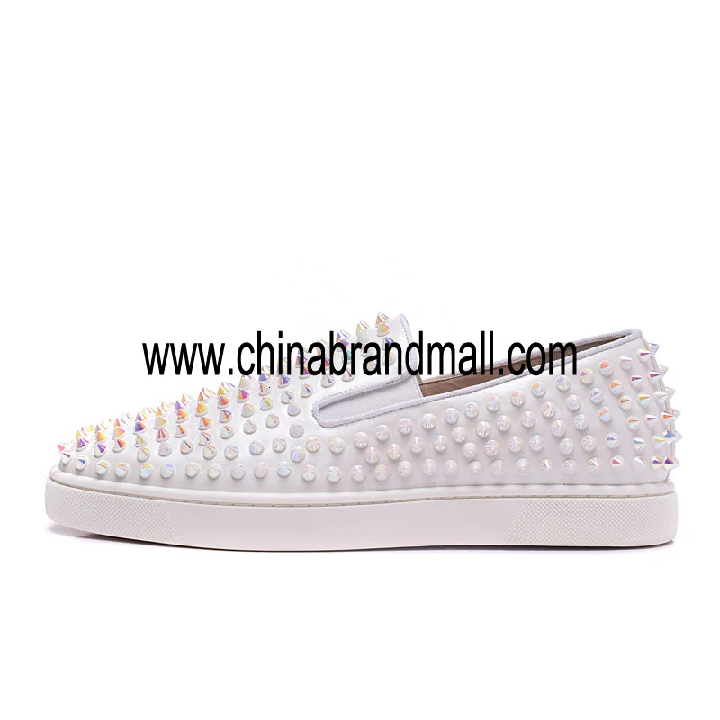 

Studded Spikes Shoes Women Vulcanization Shoes Slip On Woman Breathable Luxury Design Casual Flats white Shoes Sneakers Women's