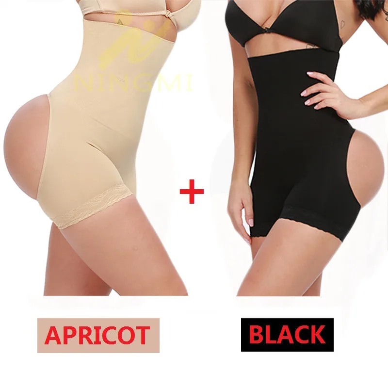 Apricot Black NINGMI Бесшовное Корректирующее белье для похудения талии тренажер боди Утягивающие трусики нижнее белье женское попа пуш-ап приклад Корректирующее белье - Цвет: Apricot Black