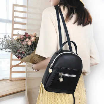 

Mini Backpack Women Leather Small Shoulder Bag For Teenage Girls Kids Multi-function Small Bagpack Female Ladies School Backpack