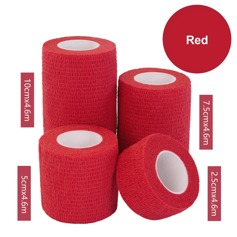 1 rolls red 1 шт., водонепроницаемая медицинская терапия, самоклеющаяся повязка, мышечная лента, повязка на палец, для суставов, набор первой помощи, ПЭТ, эластичная повязка, 2,5-15 см - Цвет: 1 rolls red