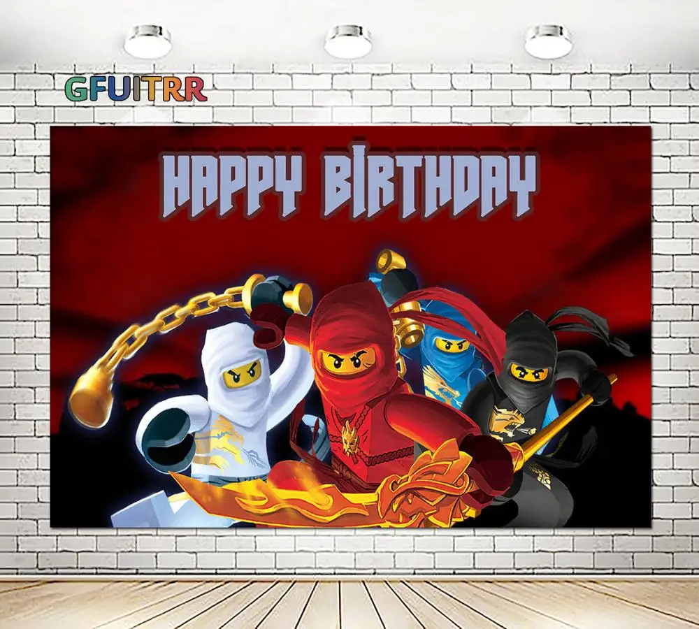Gfuitrr Lego Ninjago Photo Backdrops Kids Birthday Party Banner