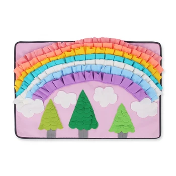 

Rainbow Dog Feeding Mat Sniffing Soft Fleece Pad Washable Pet Training Mat for Dogs Cats Stress Interactive Toys Anti Slip Mat