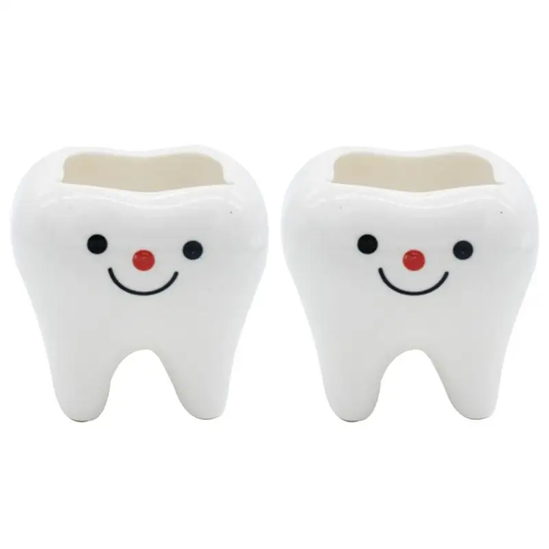 Mini Tooth Ceramic Flower Pot Succulents Plant Pot Simulation Tooth Grass Holder Household Bedroom Living Room Decoration - Цвет: Белый
