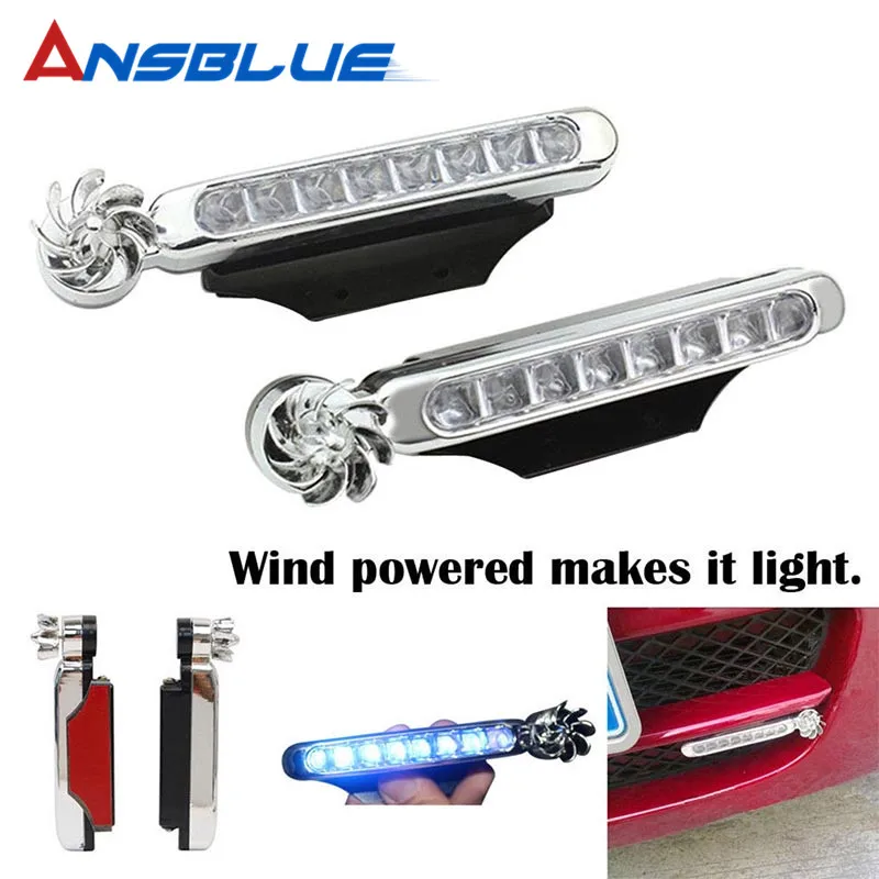 

2019 2Pcs Wind Energy No Need External Power Supply Car Daytime Running Lights 8 LED DRL Daylight Headlight Lamp Decorative Lamp