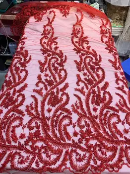 

Embroidered Net Fabric with beads With super Quality CiCi-18.6801 African Tulle Lace Fabric For party Dress
