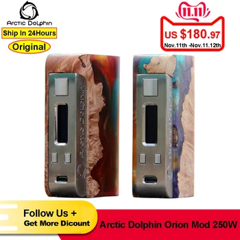 

Original arctic dolphin Orion mod 250w stablized wood Powered by dual 18650 Battery 250w e-cig vape mods support Power TC mode