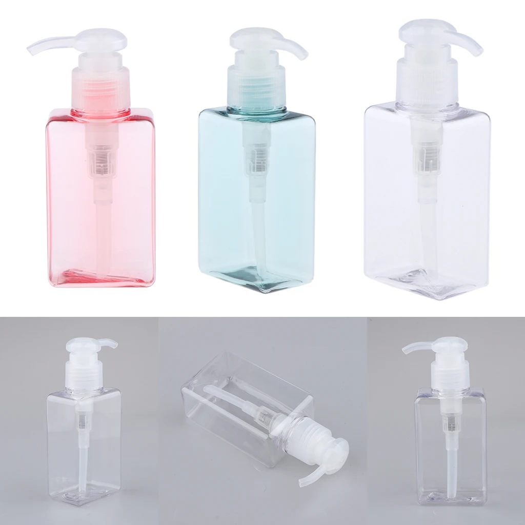 3PCS/set Empty Square Bottle Set with Pumps, 100Ml, for Shampoo, Conditioner, Liquid Soap, Lotions