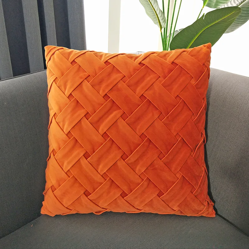 orange Подушка 50x50 1 шт. современный домашний диван-подушка для опоры поясницы наволочка ручной работы короткие плюшевые ботинки автомобиля оффисная декоративная подушка 50x50 см - Цвет: orange