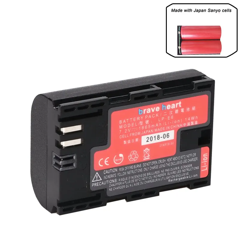 1battery Bateria LP-E6 LP E6 LPE6N батарея камеры Япония Sanyo сотовый+ светодиодный USB двойной зарядное устройство для Canon EOS 5DS R 5D Mark II 5D 6D 7D 80D - Цвет: 1battery