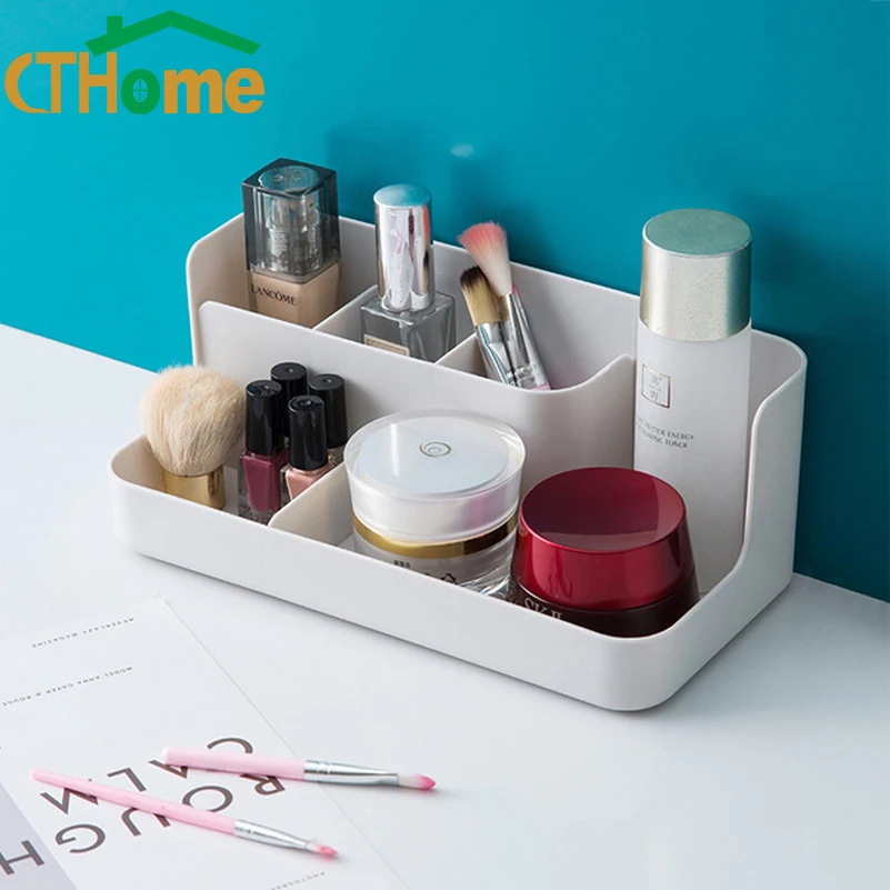 

Plastic Makeup Organizer Bathroom Storage Box Cosmetic Organiser Office Desktop Make Up Jewelry Storage Box Sundries Container
