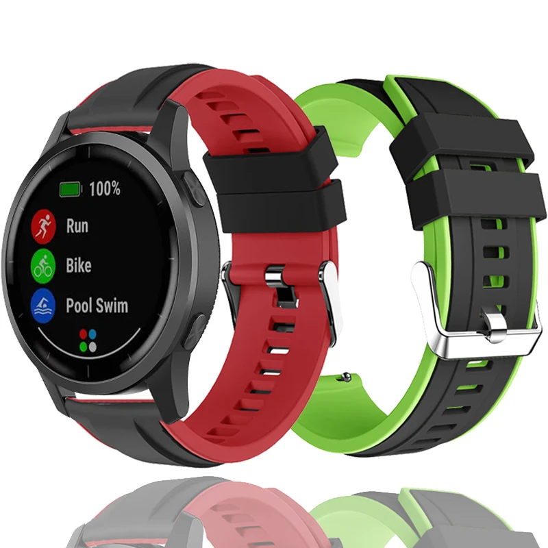 

22MM Double Color Silicone Strap For Garmin Vivoactive 4 Smart Watch Band Replaceable Wrist Strap For Garmin Active Bands Cmm 47