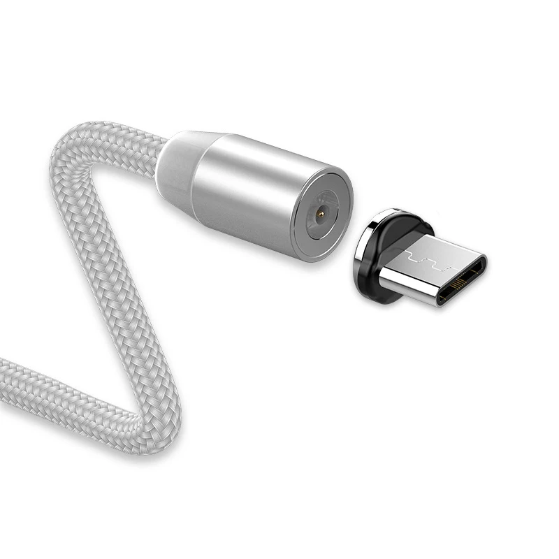 Магнитный usb-кабель для быстрой зарядки для Iphone TYPE-C, Micro USB, Android, IOS, линия передачи данных для Xiaomi Redmi, samsung, магнитный шнур - Цвет: Silver for Micro