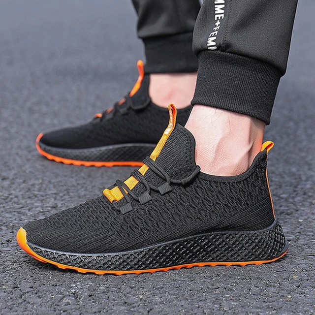 US $7.14 LITTHING 2019 Spring summer Men's mesh Fly Knit Casual Sneakers running Man New Fashion Breathable 