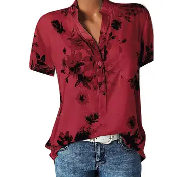 

Women Blouse Pocket Printing Plus Size Women Cloth Casual Short Sleeve Blouse Tops 2019 Summer Easy Drop Shipping Women Clothing
