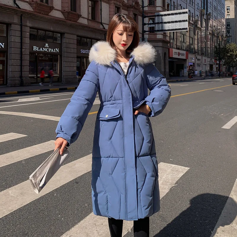 

According to Nalini 2019 Korean-style Slim Fit Autumn And Winter down Jacket Long Loose-Fit Large Fur Collar Cotton Overcoat Coa