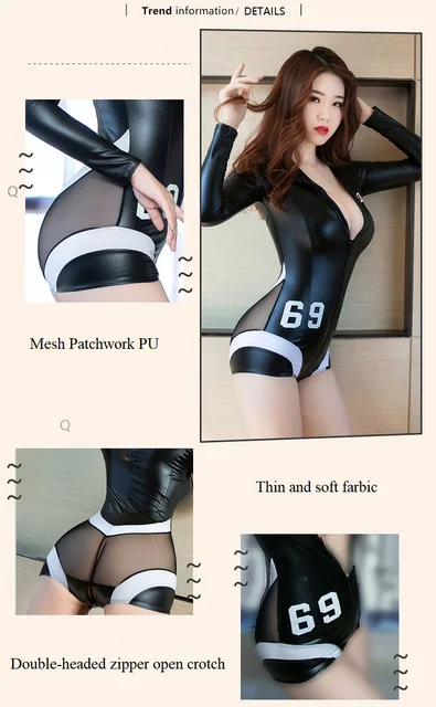 女性のためのセクシーなラテックスpuボディスーツ,長袖,パテント 女性のためのセクシーなラテックスpuボディスーツ,長袖,パテント