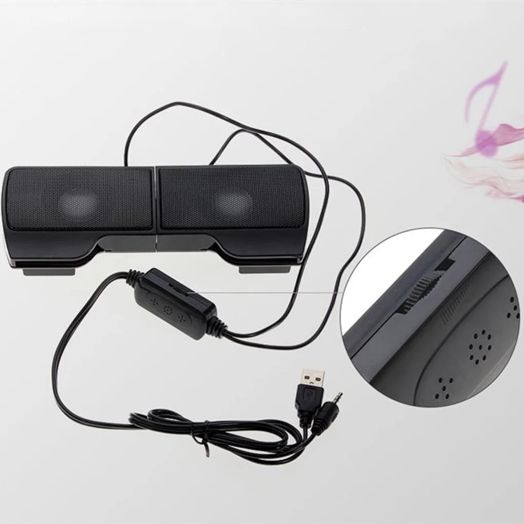 Portable Mini USB Stereo Speaker Notebook Laptop Computer PC Screen Clip-on Music Player Black portable speaker computer speaker audio speaker