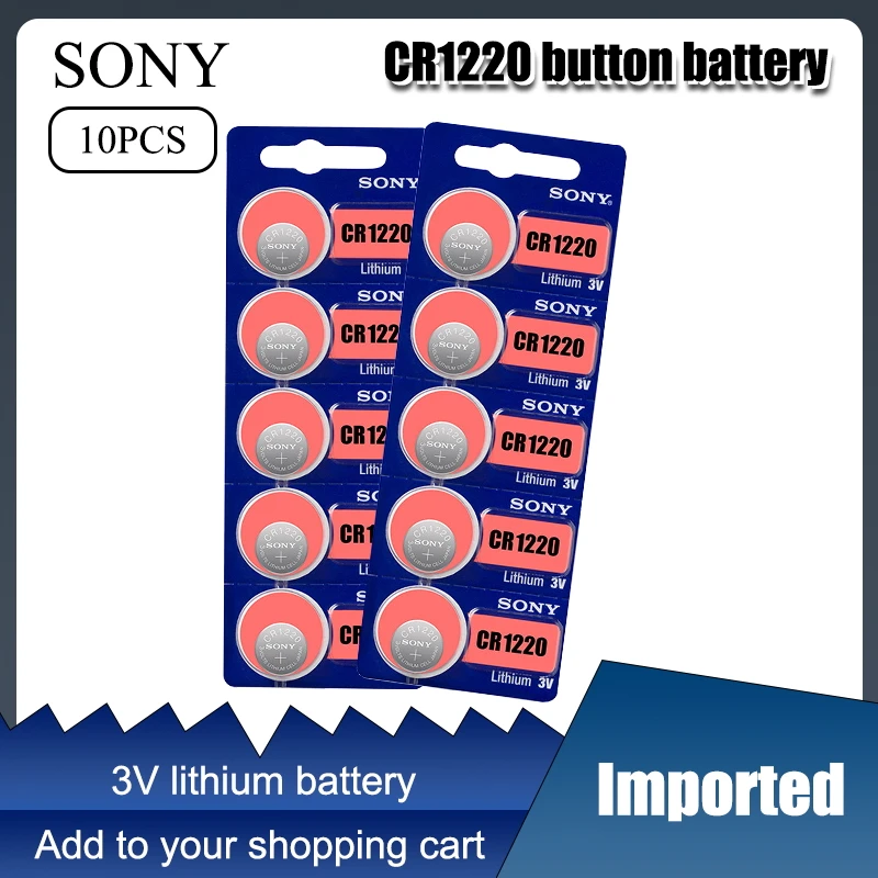 10 unids/lote Original SONY CR1220 baterías de botón de la célula CR 1220 3V batería de botón de litio BR1220 DL1220 ECR1220 LM1220