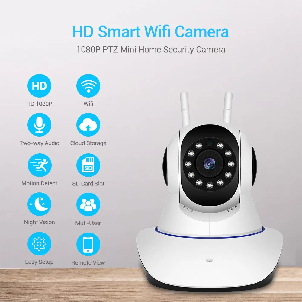 HD1080P Wifi IP Camera Baby Monitor Two Way Audio Motion Detection Remote Access iCSee Pan/Tilt Wireless Home Security Camera