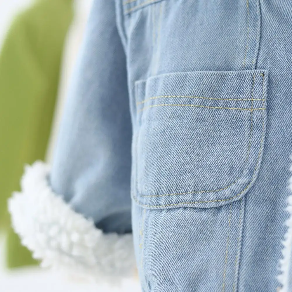 Зимние Детские джинсы для девочек; плотные флисовые повседневные куртки с воротником с лацканами; Верхняя одежда для детей; кардиганы для мальчиков; пальто; casaco