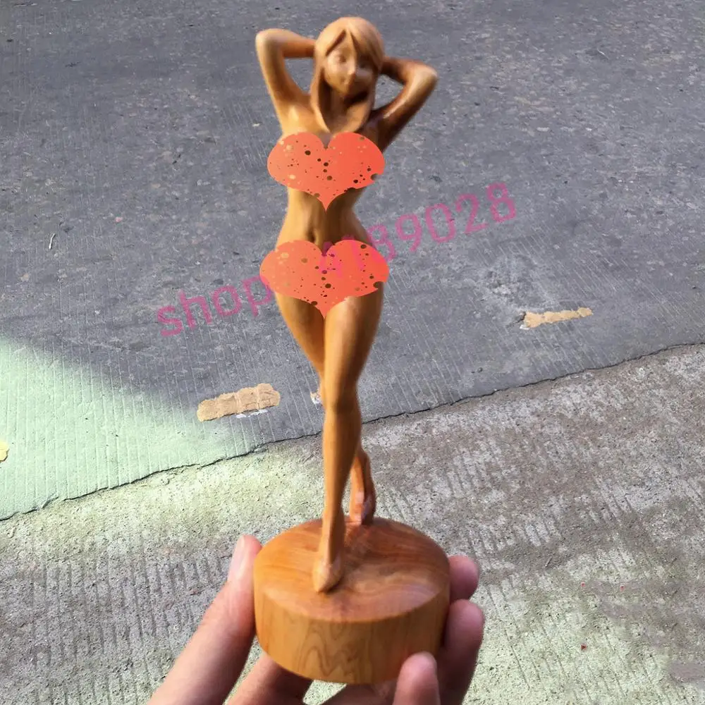 

Natural cliff cypress, pure handwork carving, Solid wood beautiful girl ornament, exquisite crafts, decorations