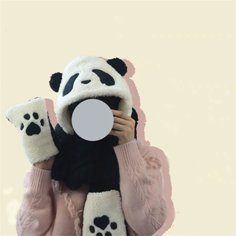 

Panda Ear Furry Cap, Lamb Furry Lovely Student Girl Student Japanese Warm Ins Scarf