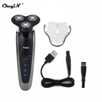 

CkeyiN 3D Rechargeable Beard Trimmer Shaver Rotatable Floating Triple Blade Head Razor Barber Shaving Machine For Beard Grooming