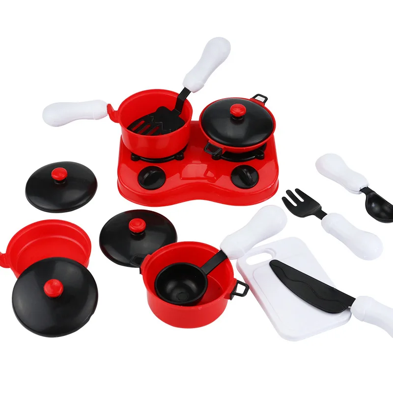 

Children Play House Model Mini Kitchenware Multi-functional Kitchen Spatula Pans Knife And Fork Eleven-Piece Toy Sets
