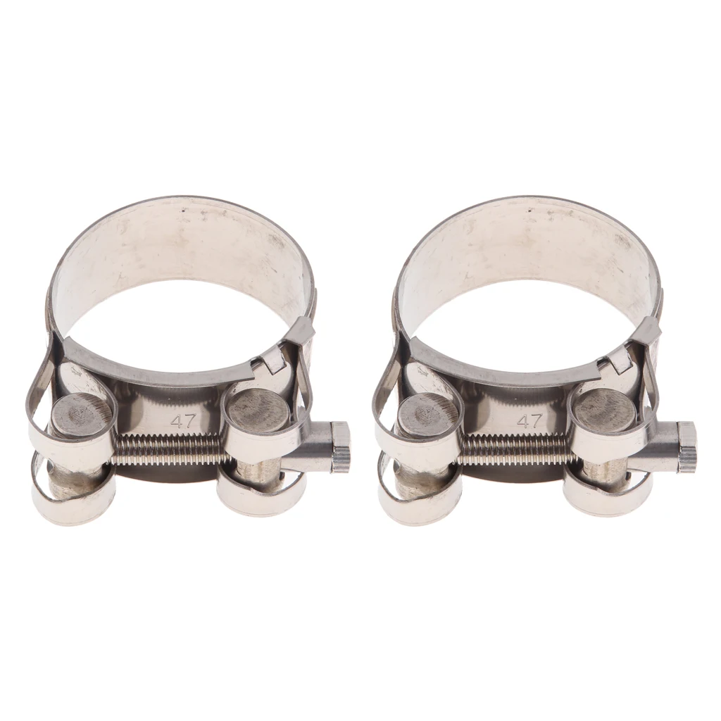 Perfeclan 2x Motorcycle Exhaust Pipe Clamp Clip Silencer 44-47mm