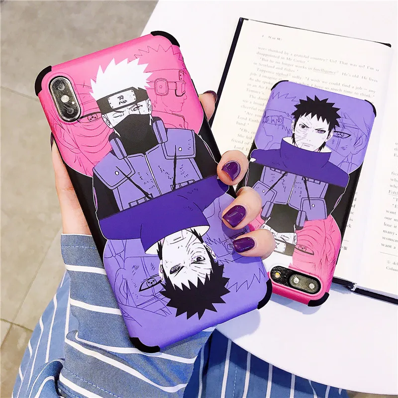 

funny cartoon Naruto Kakashi Obito Fashion soft Anti-drop Mobile phone case for iPhone 6 6s 7 7plus 8 8plus 10 X XR XS MAX cover