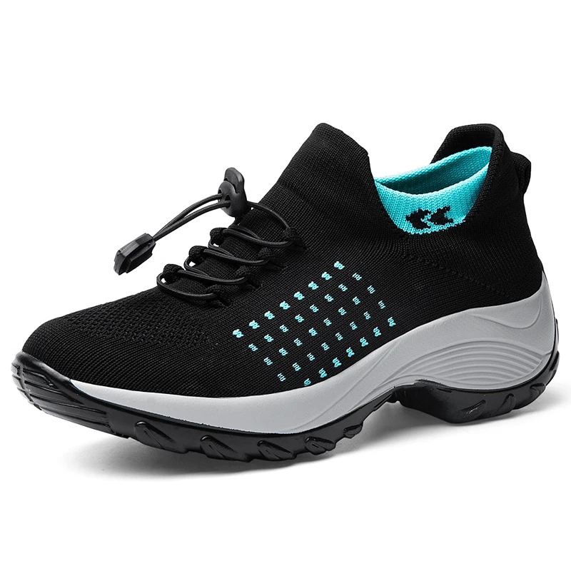 Brand Sport Shoes Women Toning Shoes Black Outdoor Mesh Platform Wedge Sneakers Fashion Shape Breathable Thick Sole Sneakers