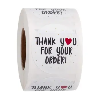 500pcs round thank you for your order sticker Heart Thanks for Shopping Small Shop Local Handmade sticker white labels sticker 1