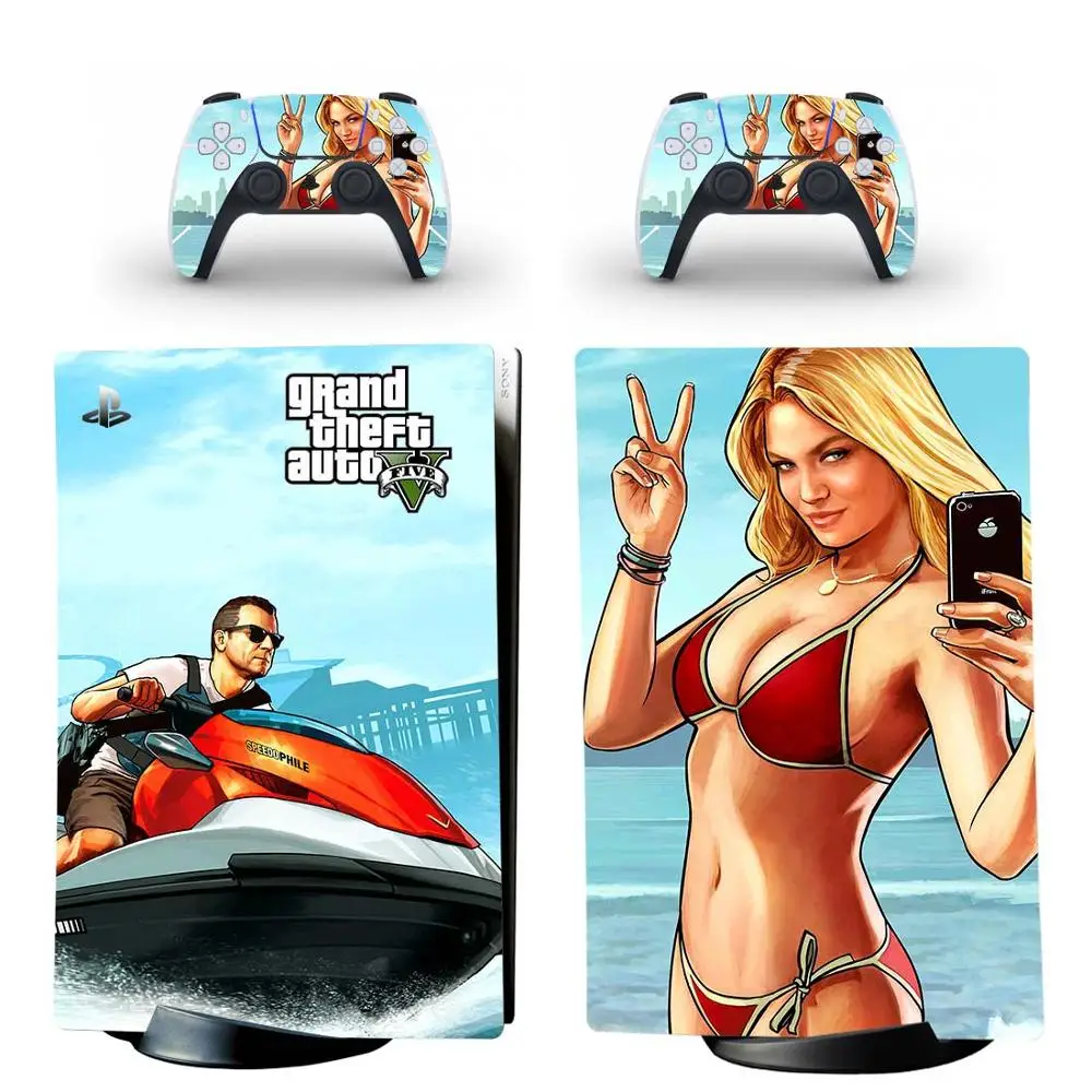 Grand Theft Auto V GTA 5 PS5 Digital Edition Skin Sticker Decal Cover for PlayStation 5 Console and Controllers PS5 Skin Sticker 