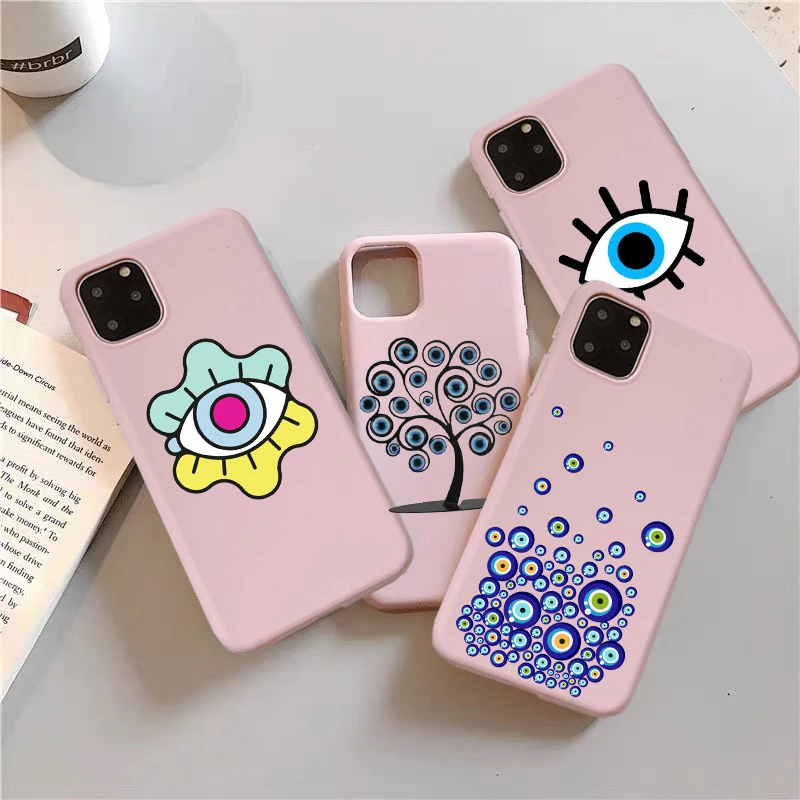 Розовый телефонный чехол с изображением сглаза для Iphone 7 XR мягкий из ТПУ iPhone 11Pro