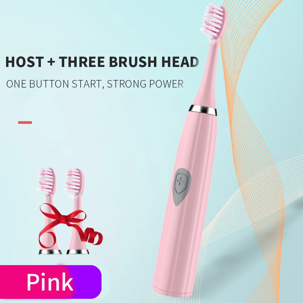 Pink Ультра звуковая умная ультразвуковая зубная щетка электрическая зубная щетка 3 в 1 Водонепроницаемая обновленная отбеливание зубов чистый рот стоматолога - Color: Pink
