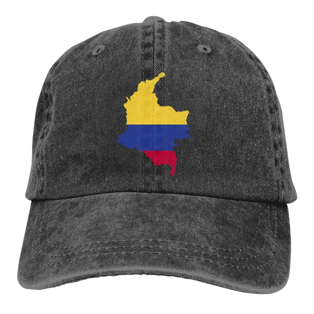Карта с флагом внутри Колумбии Casquette глубокий Хизер унисекс Мужские Женские джинсовые бейсболка с ремешком кепки Регулируемый Гольф папа шляпа